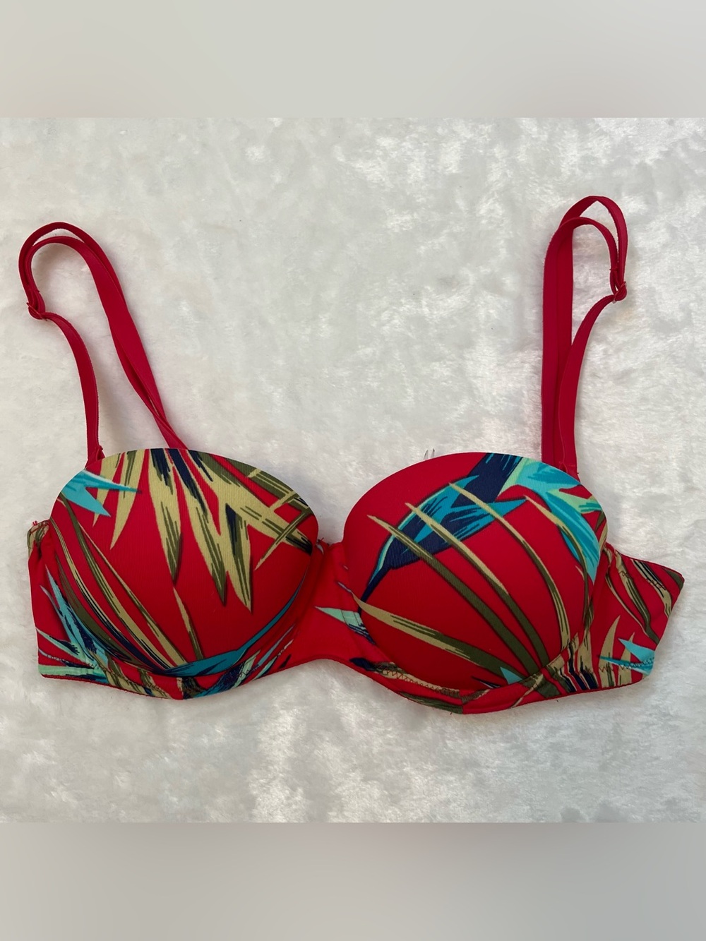 Victoria’s Secret PINK Wear Everywhere Multi-Way Push-Up Bra Red Tropical 32B